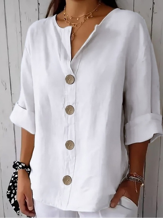 Tops - White Button-Front Women's Top